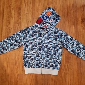 Bape, A Bathing Ape, XL, Shark Camo Hoodie, Blue, NWT (high end knock off)